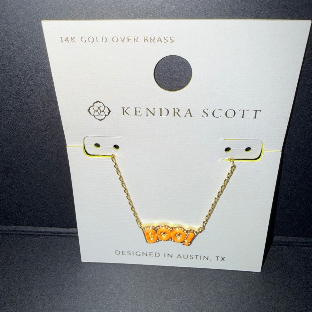 Kendra Scott‎ Boo Necklace Womens OS Gold Orange NEW Halloween Spooky